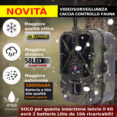 Camera sicurezza uso faunistico sorveglianza 4G con invio foto e video