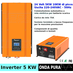 Inverter 24V 5kW con regolatore di carica 75A fotovoltaico offgrid