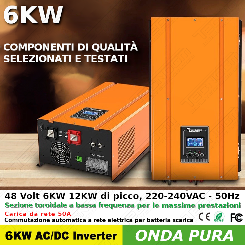 Inverter 48V 6kW con regolatore di carica 50A fotovoltaico offgrid