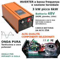 Inverter toroidale offgrid 48V 3kW 6kW picco con regolatore di carica